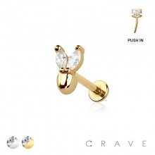 MARQUISE FLOWER POT THREADLESS (PUSH IN) 316L SURGICAL STEEL LABRET SET